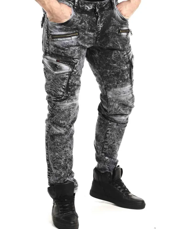 Blizzard Command Cargo Jeans - Washed Black - Washed Black^Cipo & Baxx Clearance