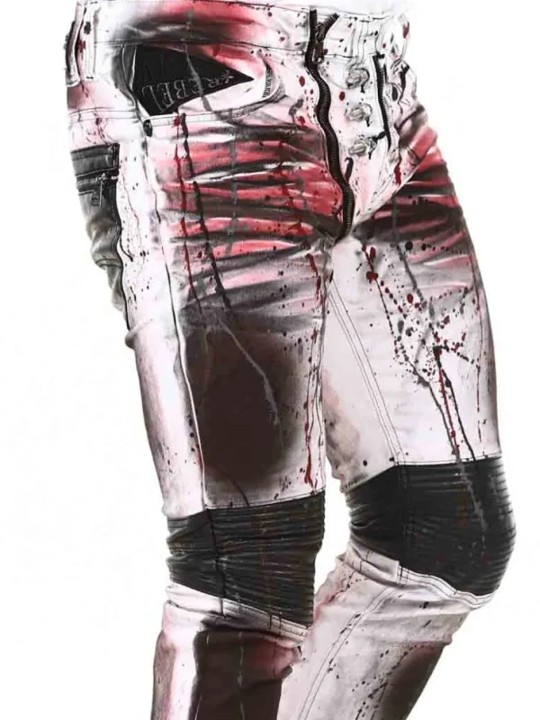 Bolted Jeans - Hvid/Rød^Kingz Outlet