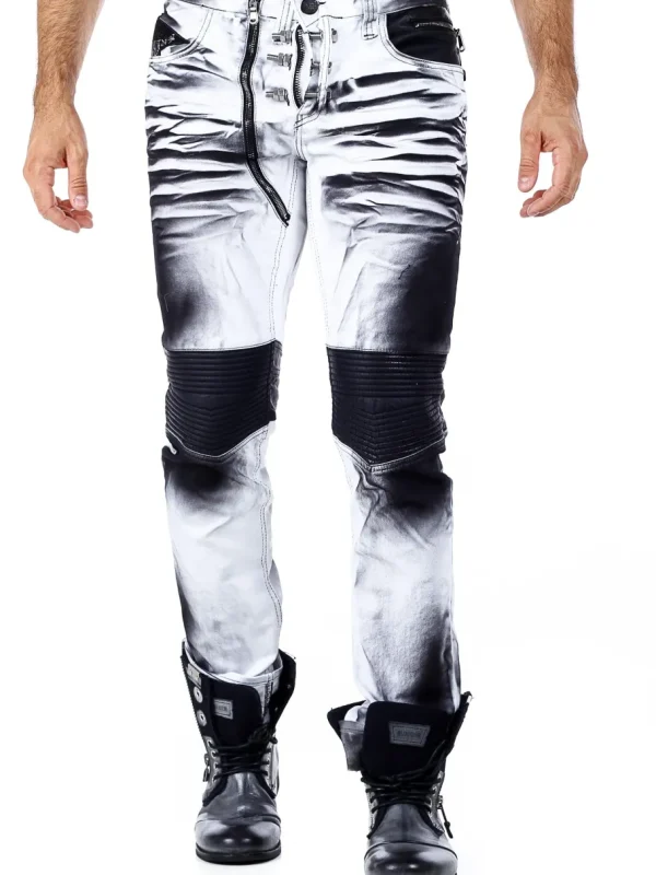 Bolted Jeans - Hvid/Sort^Kingz Fashion