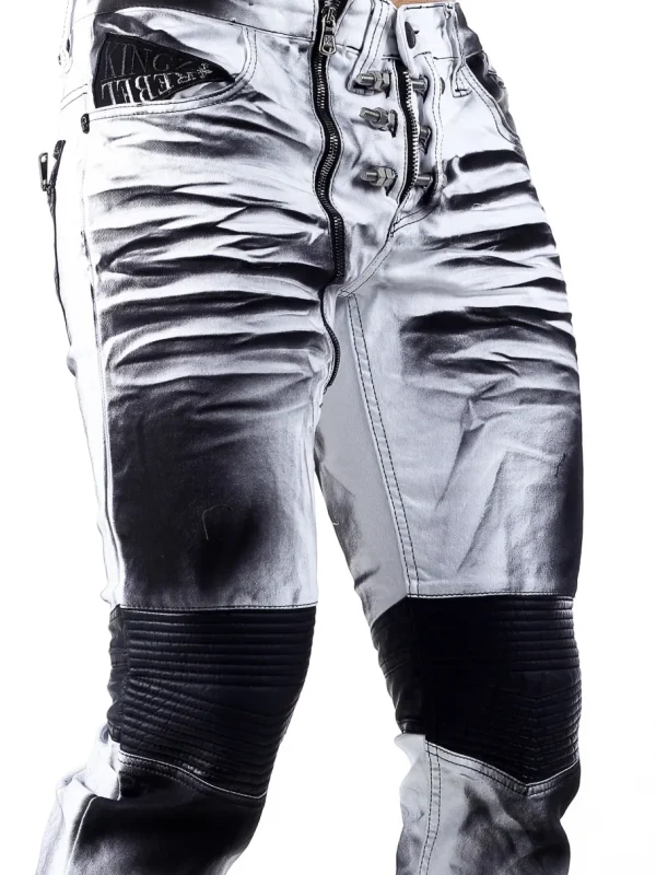 Bolted Jeans - Hvid/Sort^Kingz Fashion