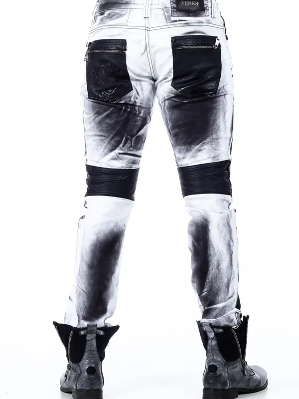 Bolted Jeans - Hvid/Sort^Kingz Fashion
