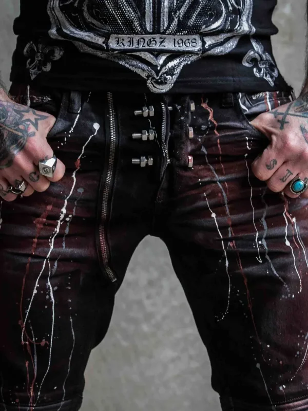 Bolted Jeans - Sort/Rød^Kingz Clearance