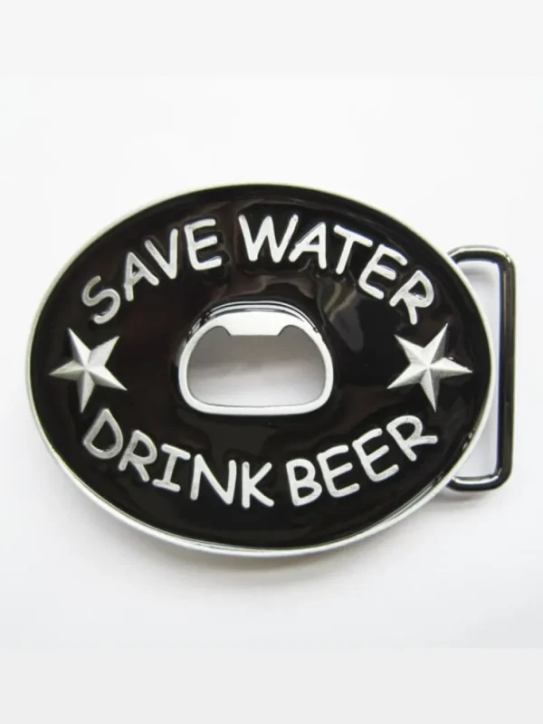 Drink Beer Cap Opener Bæltespænde - Sort/Sølv^Ivory Falcon Fashion