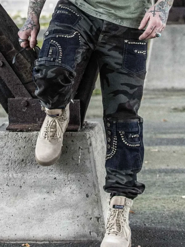 Exine Jeans - Camo/Blå^Kingz Outlet