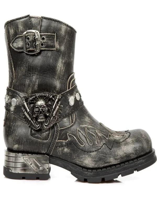 Flame Skull Boots - Dirty Black^New Rock New