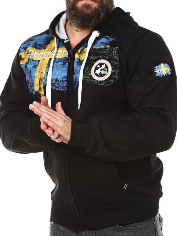 Genox Geo Sweden Zip Hoodie - Sort^Geographical Norway Fashion