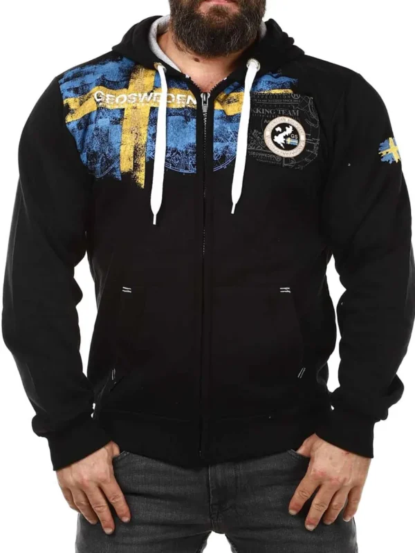 Genox Geo Sweden Zip Hoodie - Sort^Geographical Norway Fashion