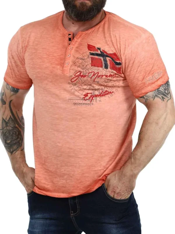 Geo Norway Artic T-shirt - Coral^Geographical Norway Online