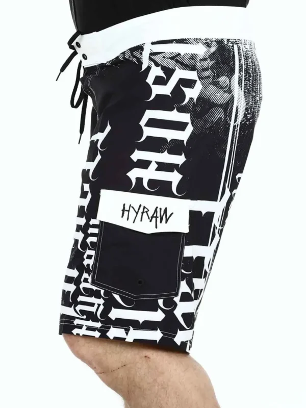 Hyraw Hostile As F*** Badeshorts - Sort/Hvid^Rockdenim Online