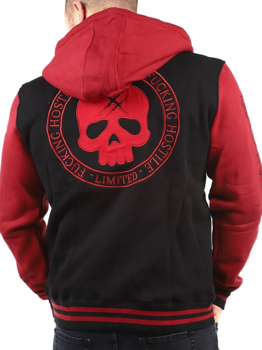 hyraw_red_skull_zip_hoodi_0.webp Red Skull Zip Hoodie - Sort/Rød^Hyraw Fashion