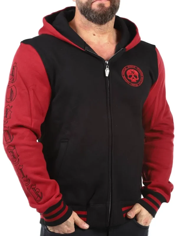 Red Skull Zip Hoodie - Sort/Rød^Hyraw Fashion