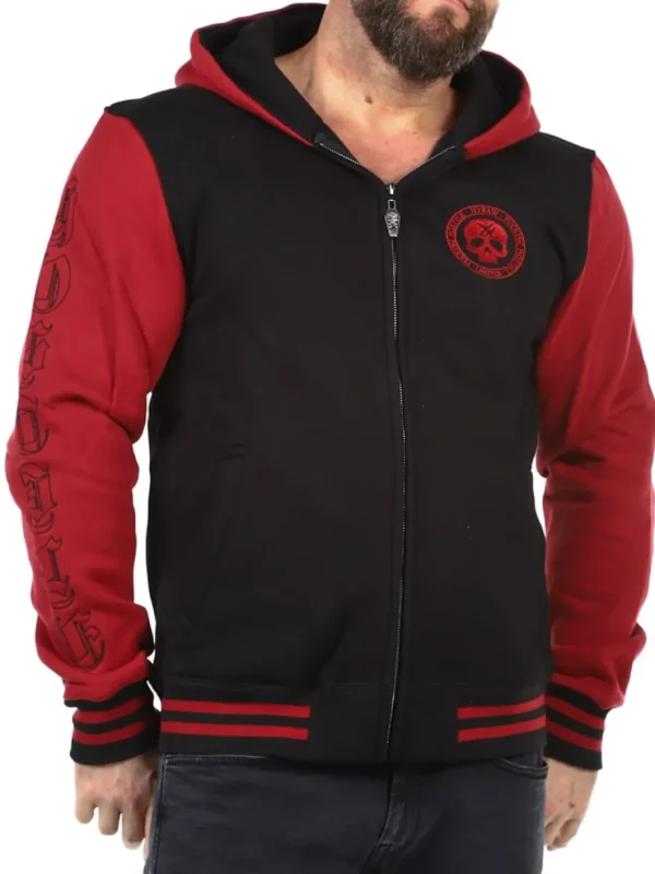 Red Skull Zip Hoodie - Sort/Rød^Hyraw Fashion