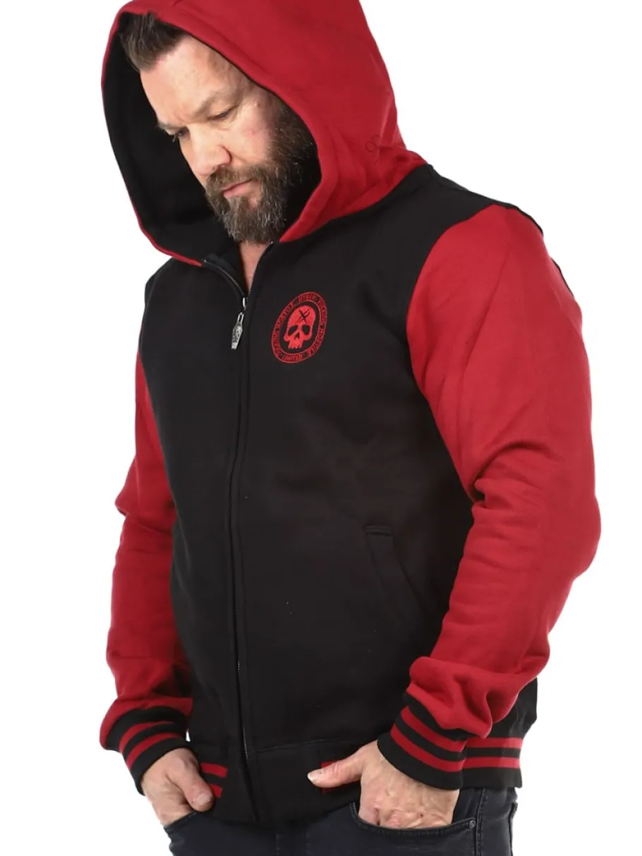 hyraw_red_skull_zip_hoodi_5.webp Red Skull Zip Hoodie - Sort/Rød^Hyraw Fashion