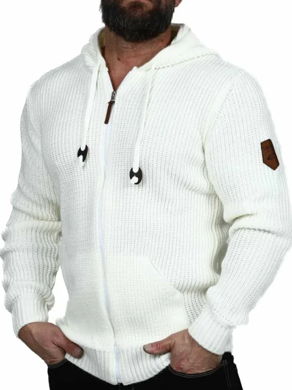 Kaz Strikket Zip Hoodie - Hvid^Carisma Fashion