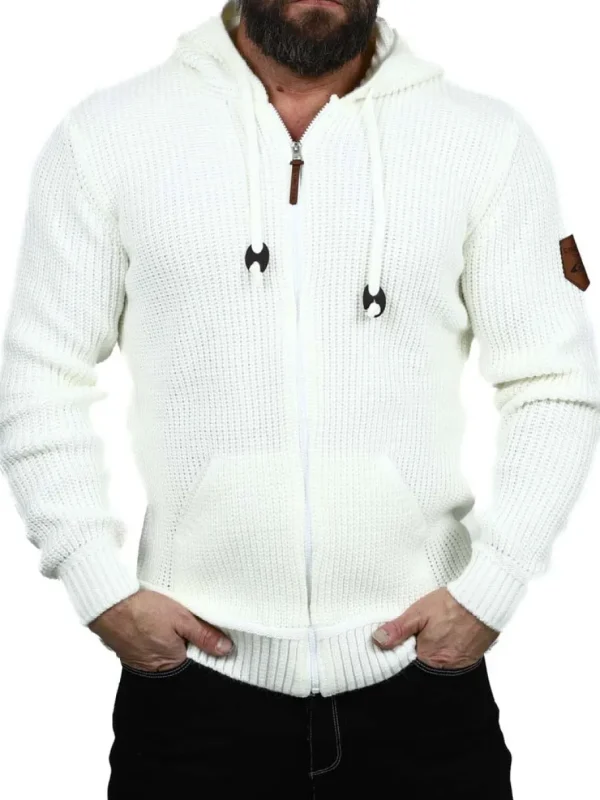 Kaz Strikket Zip Hoodie - Hvid^Carisma Fashion