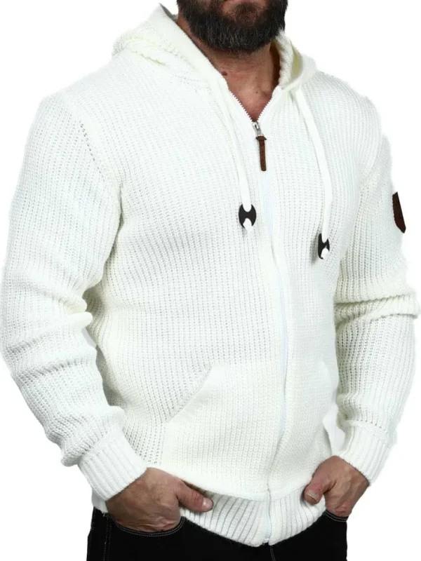 Kaz Strikket Zip Hoodie - Hvid^Carisma Fashion