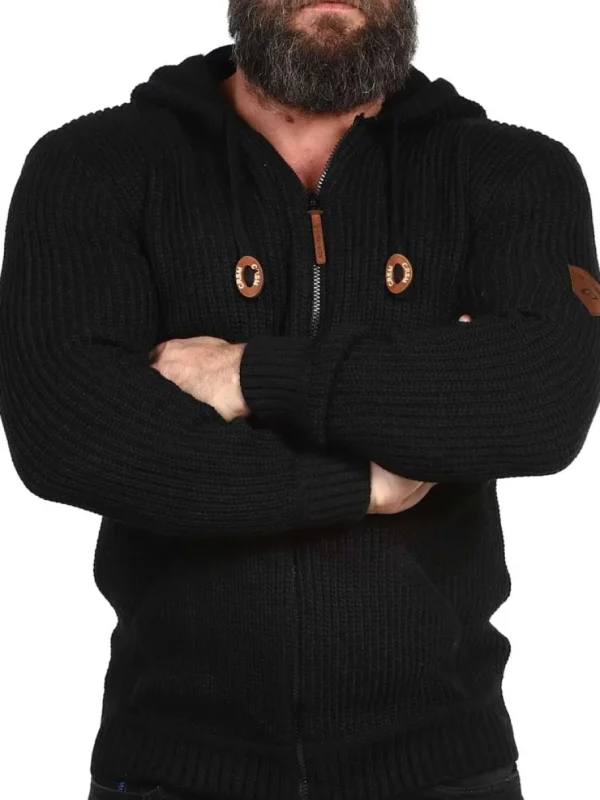 Kaz Strikket Zip Hoodie - Sort^Carisma Clearance