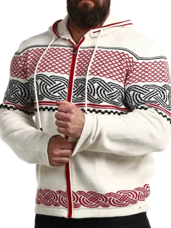 RD Brage Cashmere Cardigan - Vit/Röd^Rockdenim New