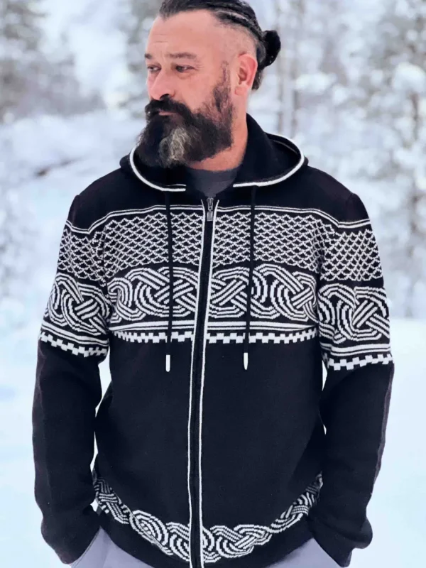 RD Brage Cashmere Cardigan - Sort/Hvid^Rockdenim Sale