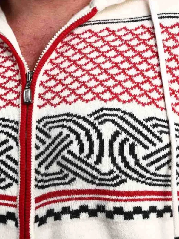 RD Brage Cashmere Cardigan - Vit/Röd^Rockdenim New