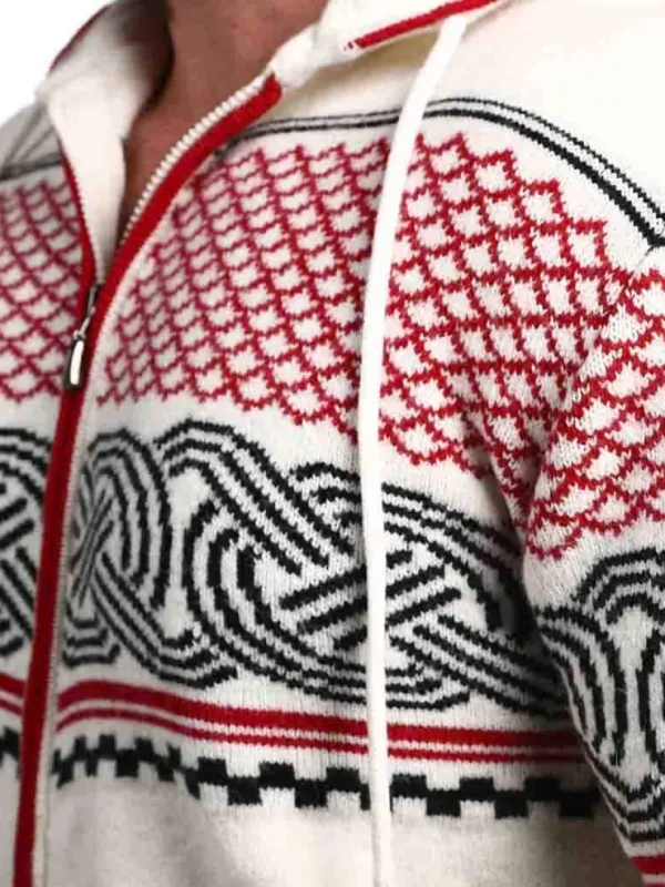 RD Brage Cashmere Cardigan - Vit/Röd^Rockdenim New