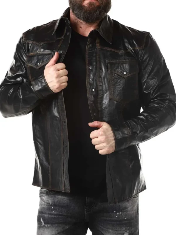 RD Buffallo Læderskjorte - Sort^Rockdenim Discount