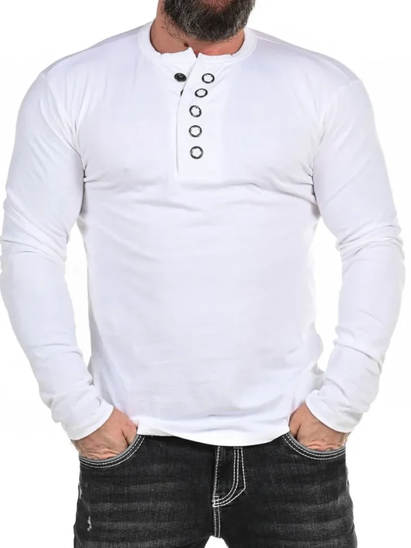 RD Button Longsleeve - Hvid^Rockdenim Discount
