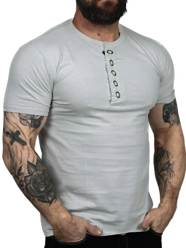 RD Button T-shirt - Lysegrå^Rockdenim Best