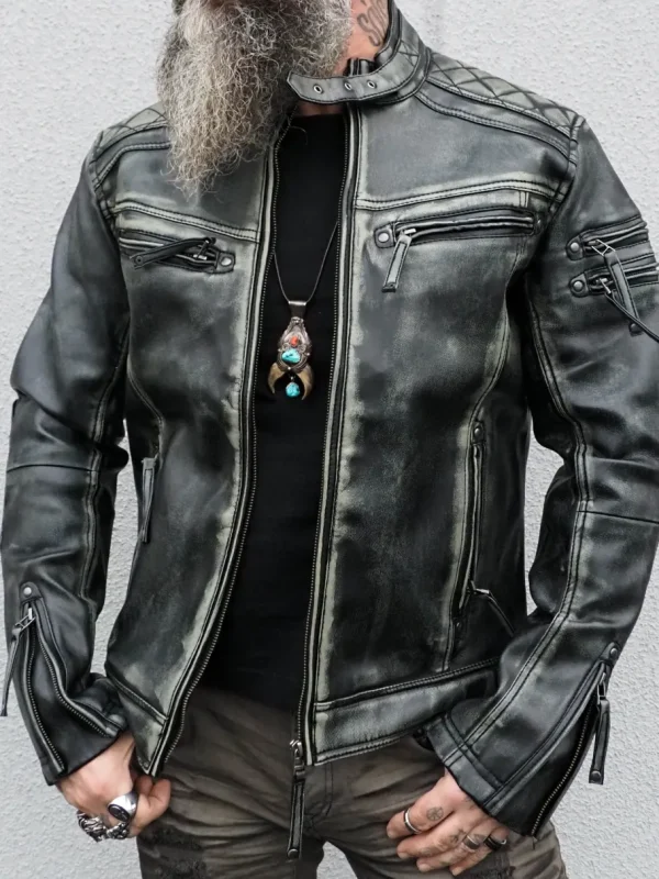 RD Carbon PU Skindjakke - Dirty Black^RockDenim Hot