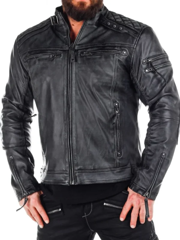 RD Carbon PU Skindjakke - Dirty Black^RockDenim Hot