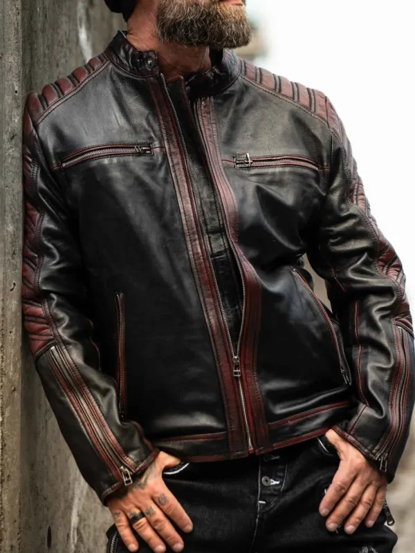 RD Driver Skindjakke - Sort/Rød^Rockdenim New