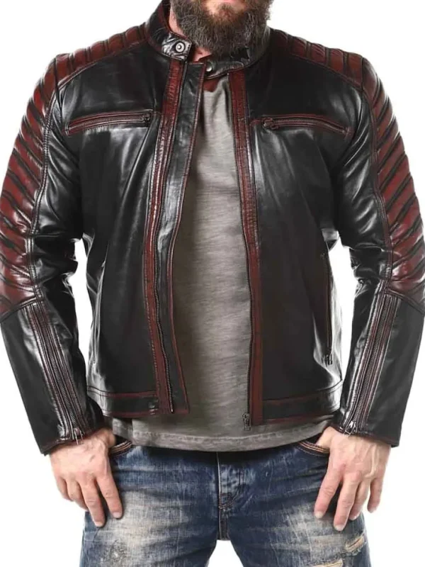 RD Driver Skindjakke - Sort/Rød^Rockdenim New