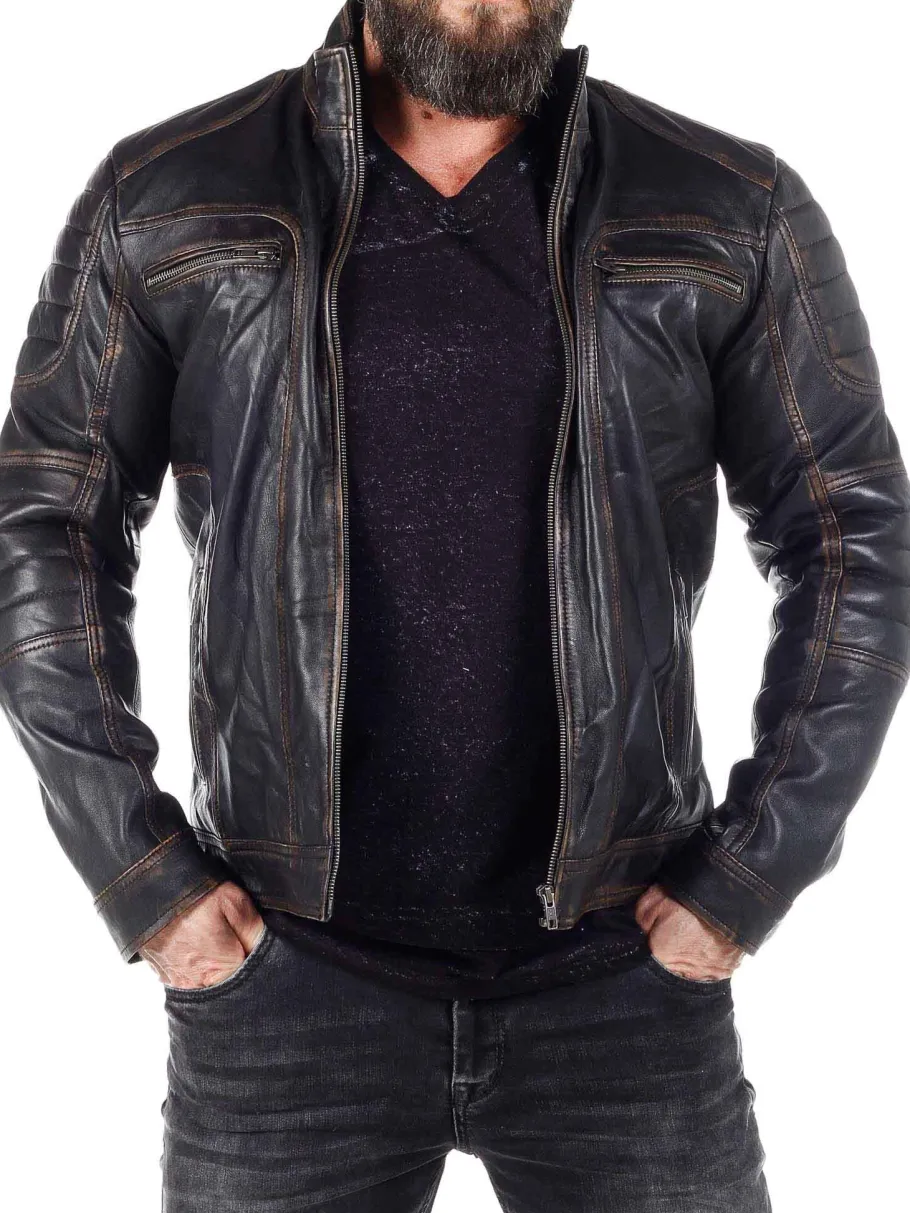 rd_fabriano_skindjakke__s_1.webp RD Fabriano Skindjakke - Sort/Brun^Rockdenim Sale