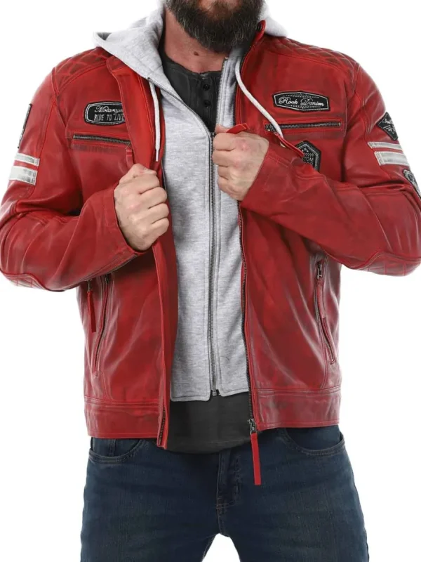 RD Fast Track Skindjakke - Rød^Rockdenim Discount