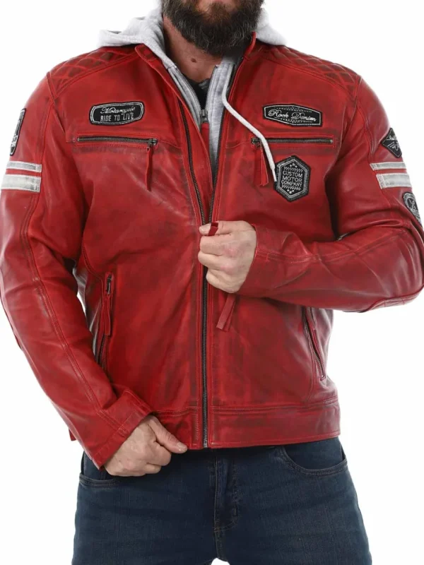 RD Fast Track Skindjakke - Rød^Rockdenim Discount