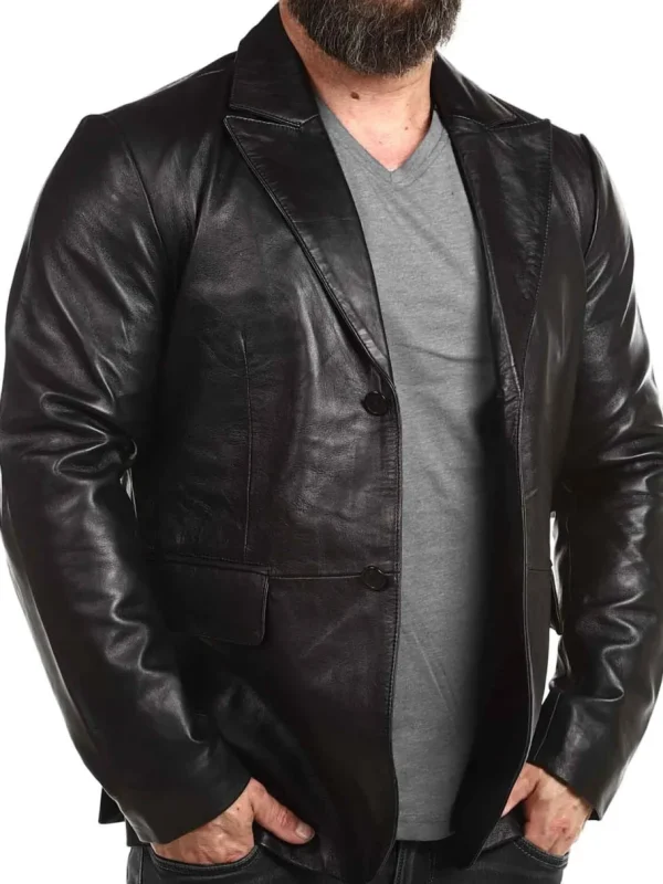 RD Leather Blazer - Sort^RockDenim Hot