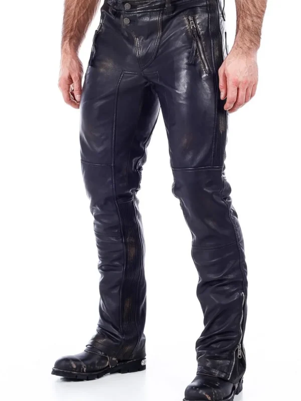 RD Premium Rider Cargo Skindbukse - Sort/Guld^RockDenim Online