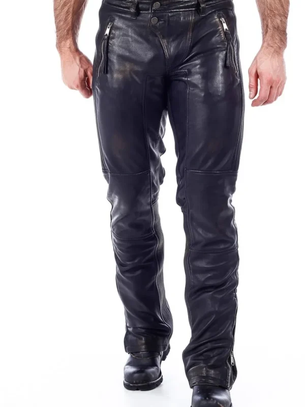 RD Premium Rider Cargo Skindbukse - Sort/Guld^RockDenim Online