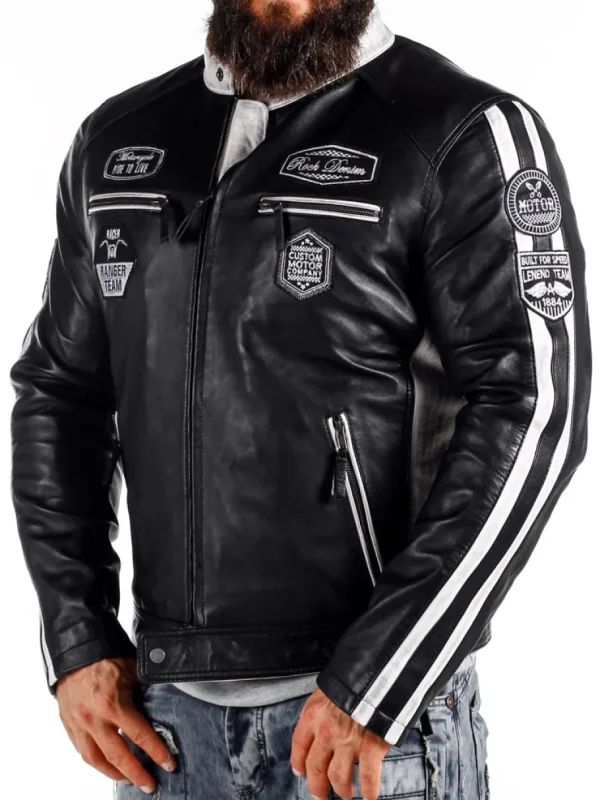 RD Ride To Live Skindjakke - Sort/Hvid^RockDenim Outlet