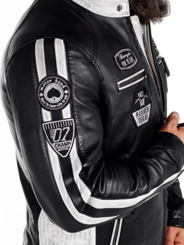 RD Ride To Live Skindjakke - Sort/Hvid^RockDenim Outlet