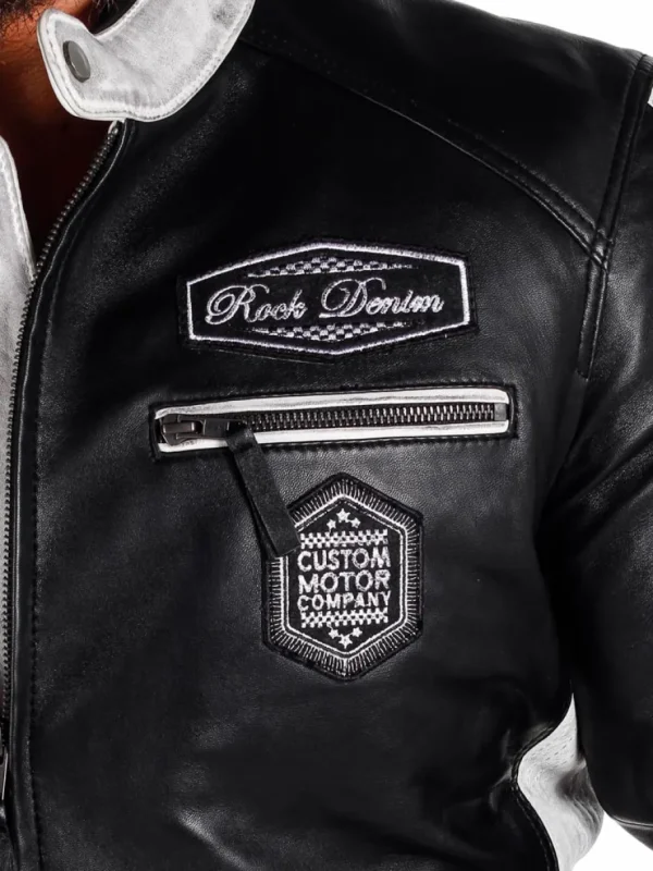 RD Ride To Live Skindjakke - Sort/Hvid^RockDenim Outlet