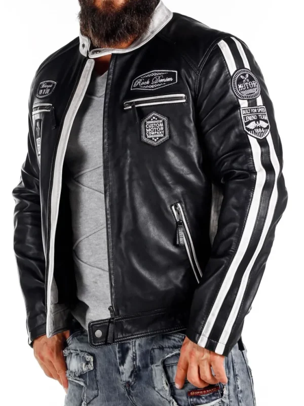 RD Ride To Live Skindjakke - Sort/Hvid^RockDenim Outlet