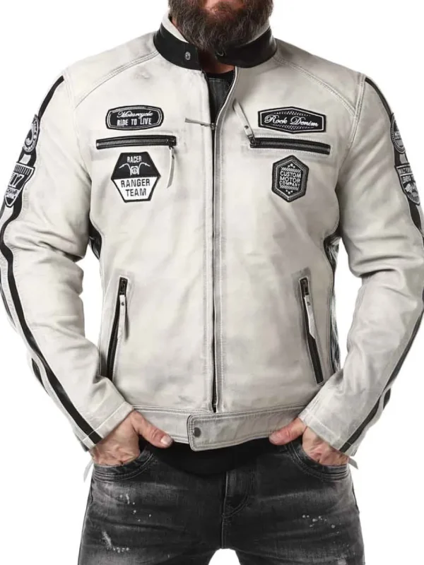 RD Ride To Live Skindjakke - Dirty White^Rockdenim Clearance