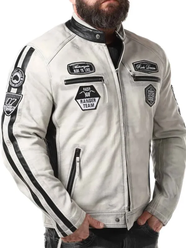 RD Ride To Live Skindjakke - Dirty White^Rockdenim Clearance