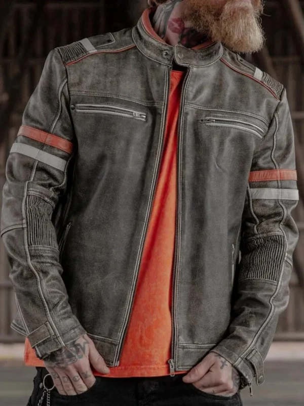 RD Road King Skindjakke - Dirty Grey^RockDenim Best