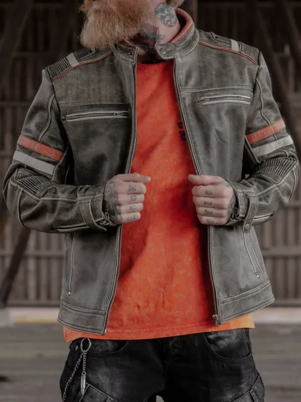 RD Road King Skindjakke - Dirty Grey^RockDenim Best