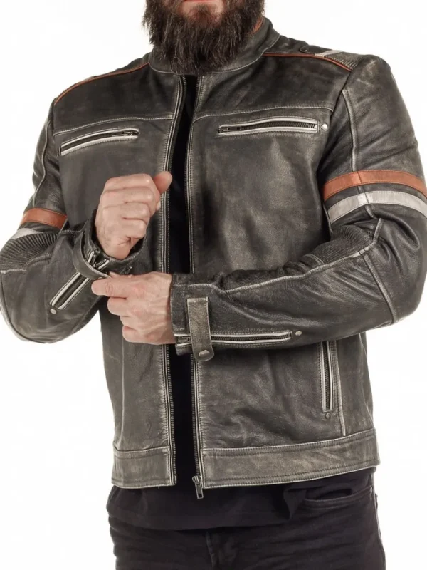 RD Road King Skindjakke - Dirty Grey^RockDenim Best