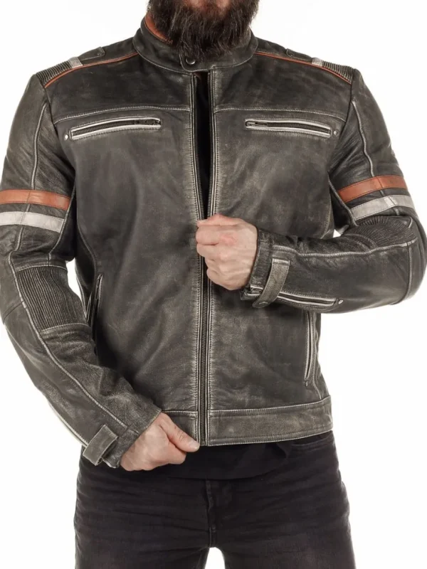 RD Road King Skindjakke - Dirty Grey^RockDenim Best