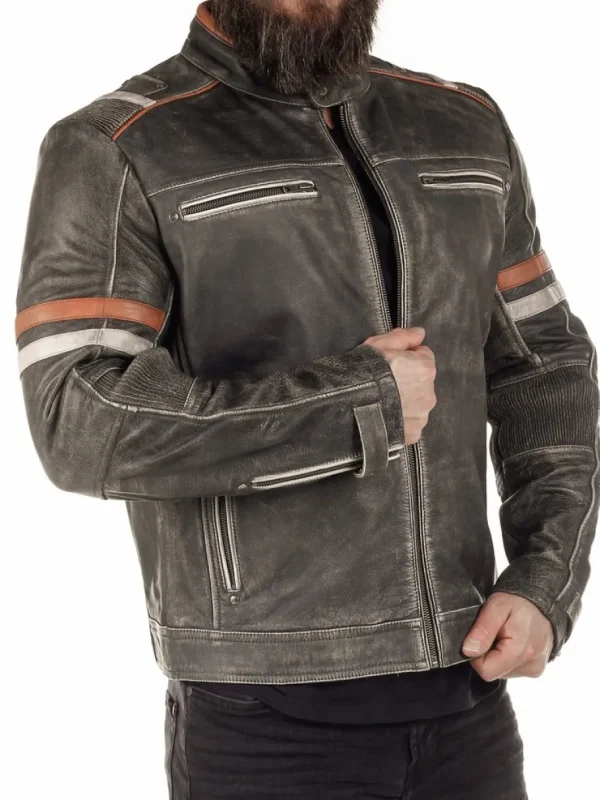 RD Road King Skindjakke - Dirty Grey^RockDenim Best