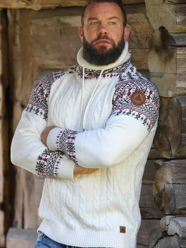 RD Talon Cashmere Stickad Tröja - Vit/Röd^Rockdenim Discount